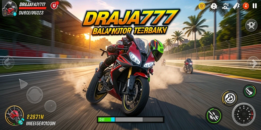 Screenshot DRAJA777 menunjukkan aksi balap motor yang mendebarkan.