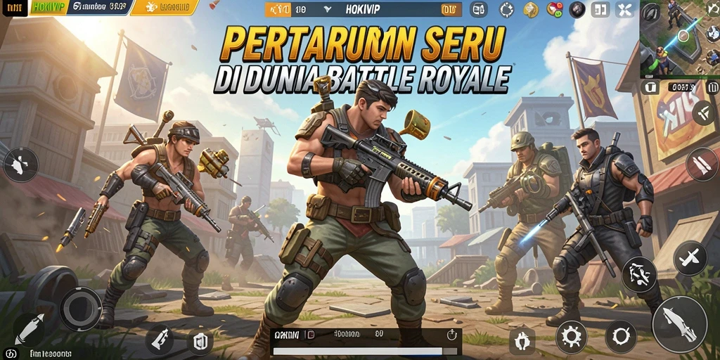 Tangkapan layar HOKIVIP menunjukkan aksi seru dalam permainan Battle Royale.