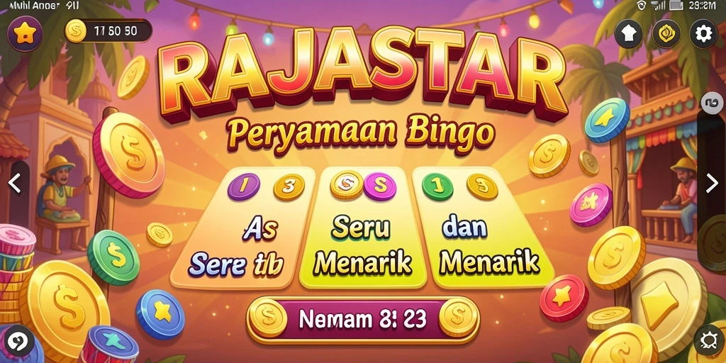 Tampilan gameplay seru dan interaktif dalam RAJASTAR Bingo.