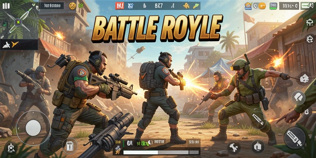 Gameplay seru RK77 dalam pertarungan Battle Royale.
