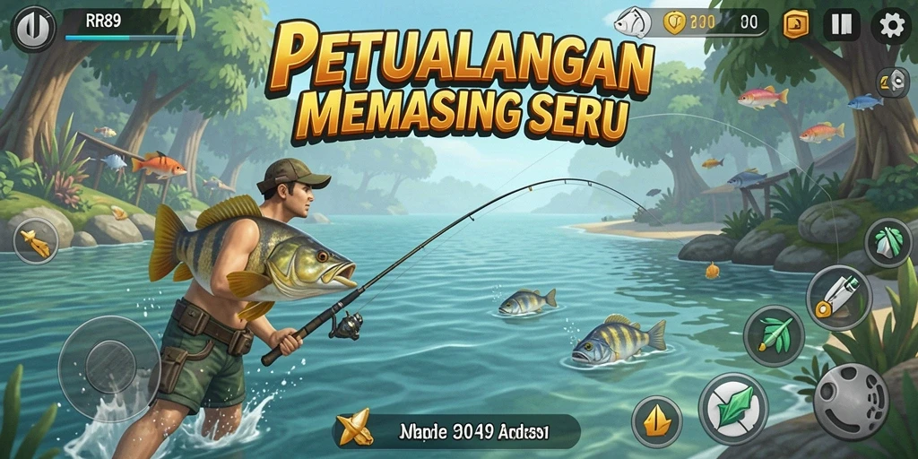 Gameplay RR89 menampilkan aksi menangkap ikan yang seru dan menegangkan.