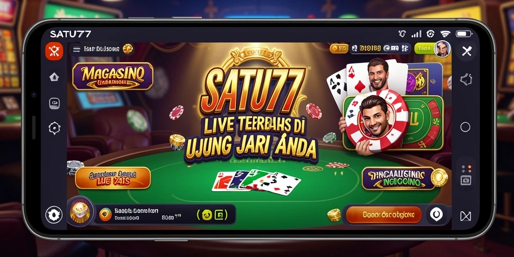 Screenshot gameplay SATU77 menampilkan dealer langsung dan interaksi seru.