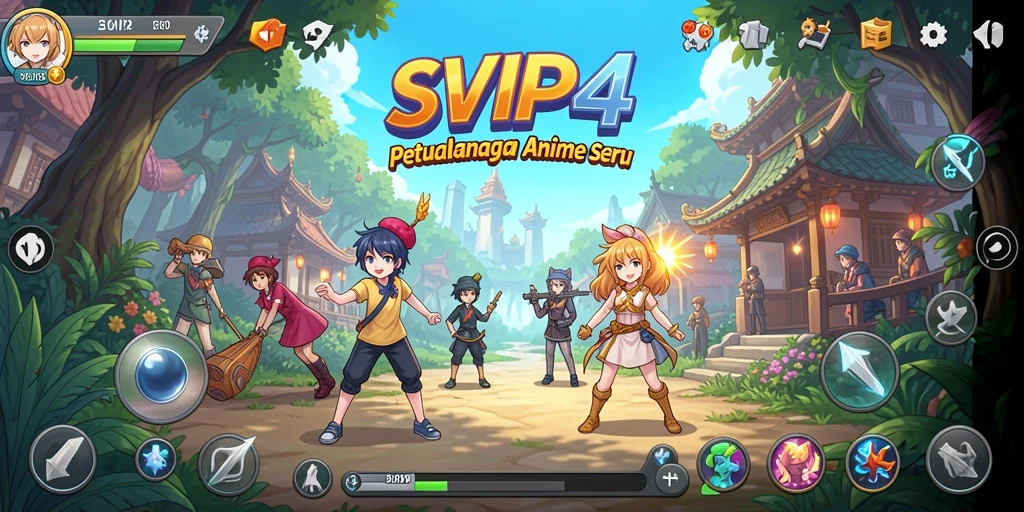 Tampilan gameplay SVIP4 yang menarik dengan karakter anime ikonik.