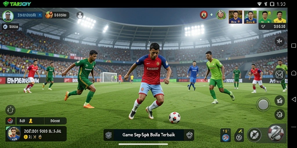 Tampilan gameplay TAPJOY yang realistis dan mendebarkan di lapangan sepak bola.